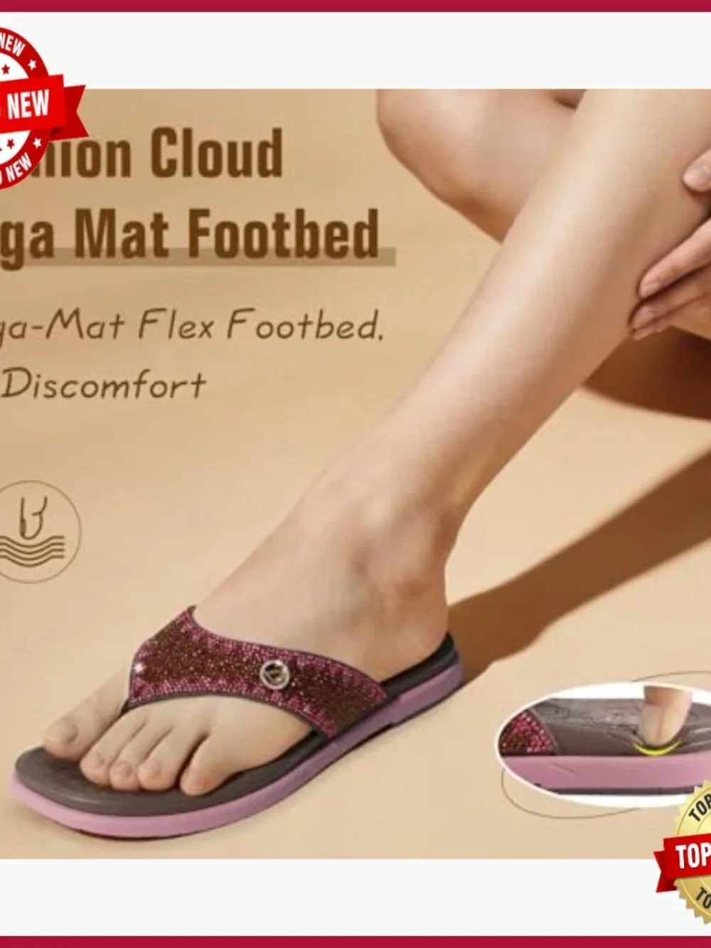 Women's Rhinestone Studded Flip Flops Sandals Size 6-12 Rubber Sole Beach Pool